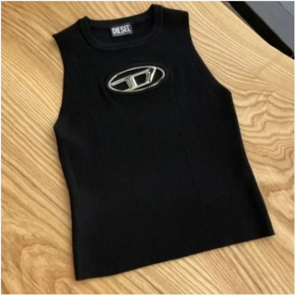 🎻 Diesel Women's Black Logo Cutout Tank Top
